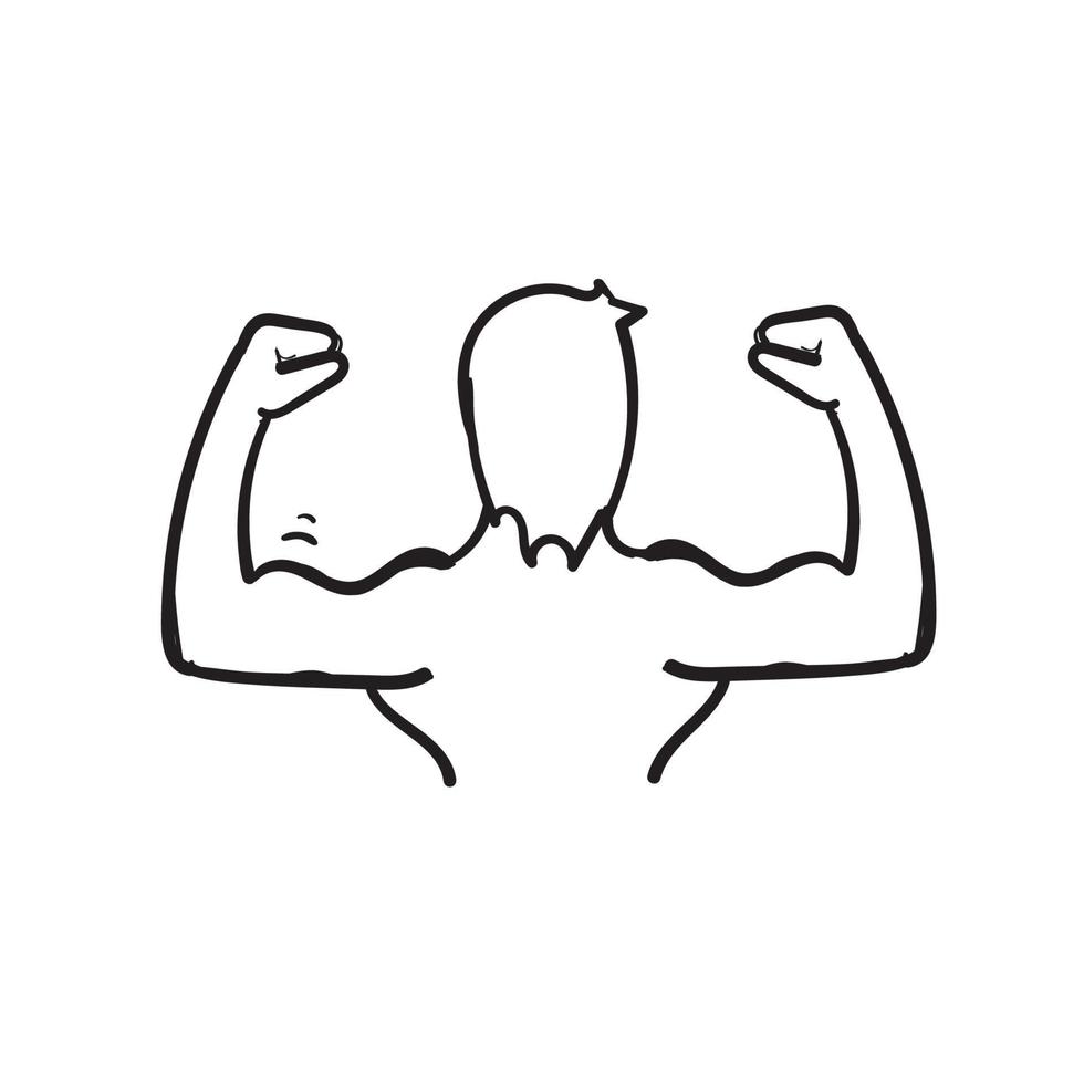 handritad doodle muskulös biceps arm illustration isolerade vektor