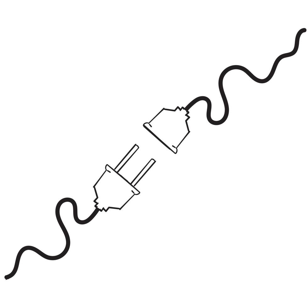 handgezeichnete Steckdose mit Stecker. Symbol für Anschluss- und Trennkonzept. Konzept der 404-Fehlerverbindung. Stecker und Steckdose unplugged.doodle vektor