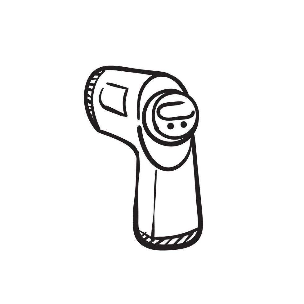 Hand gezeichnetes Thermometerpistolen-Illustrationsgekritzel vektor