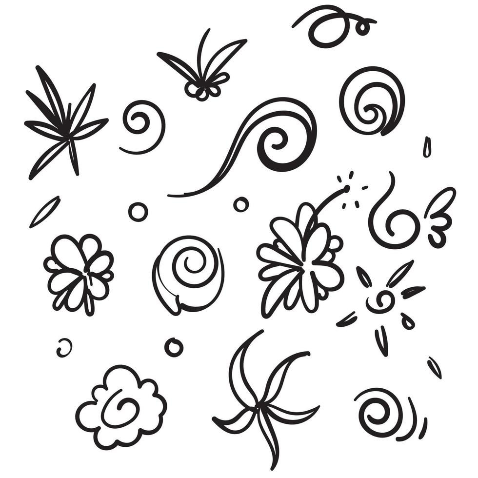 Hand gezeichneter Doodle-Blumen-Element-Sammlungs-Illustrationsvektor vektor