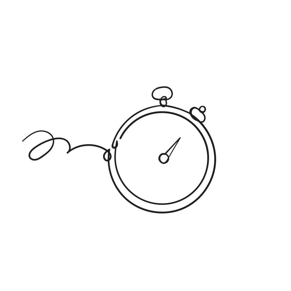 Hand gezeichnete Stoppuhr-Timer-Symbol-Vektor-flaches Design-Doodle-Stil vektor