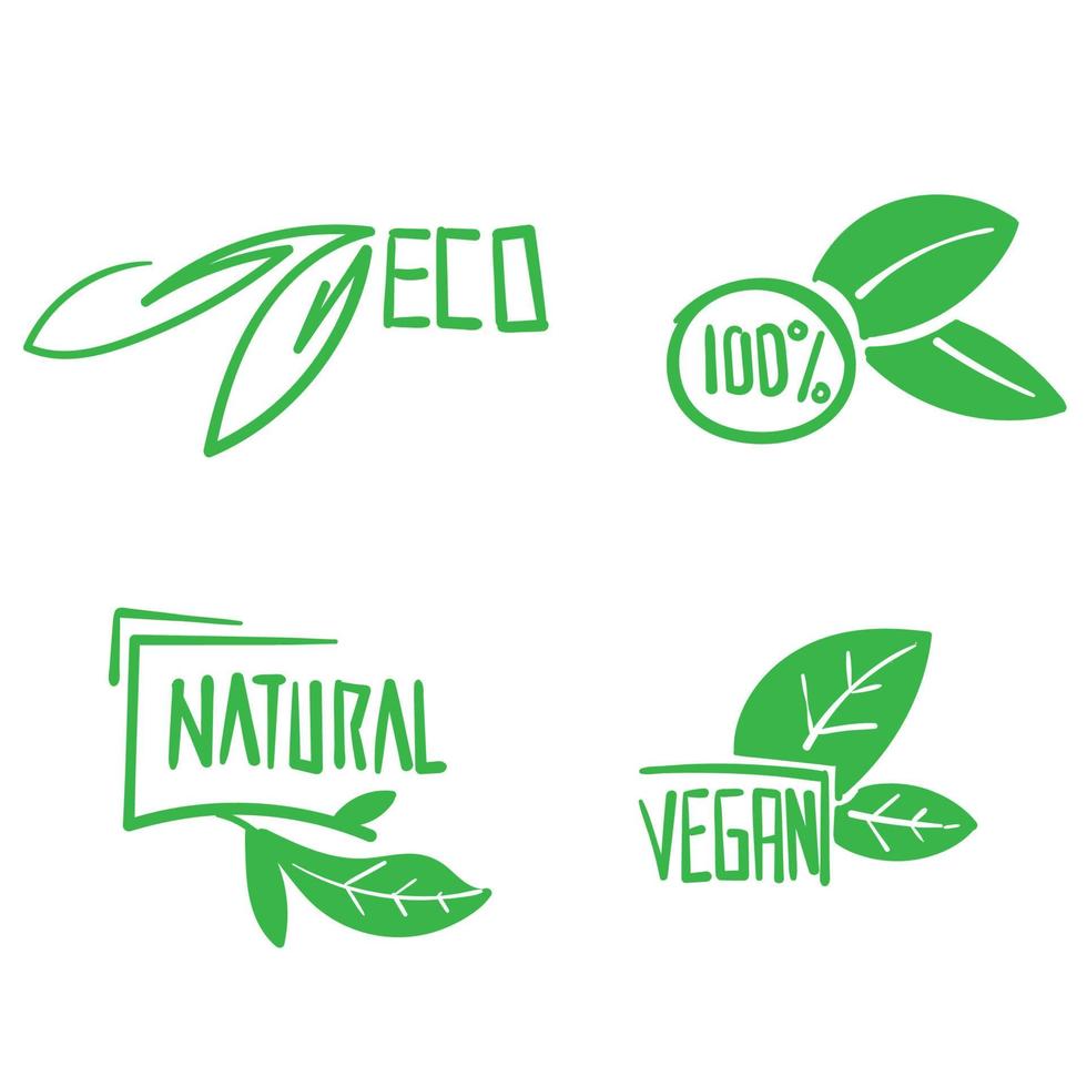 handgezeichnetes veganes Symbol. Abzeichen für frische Naturprodukte, gesunde vegetarische Lebensmittel und Etiketten für natürliche ökologische Lebensmittel. Öko-Markt-Tag-Design, Gekritzel vektor