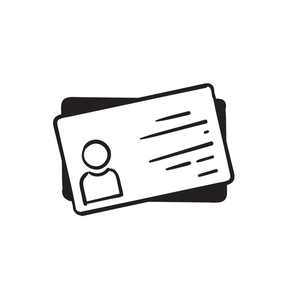 handgezeichnete Mitarbeitersekretariatskarte, ID-Kartensymbol, Vcard-Vektorsymbolillustration für Grafikdesign, Logo, Website, soziale Medien, mobile App, ui. Gekritzel vektor
