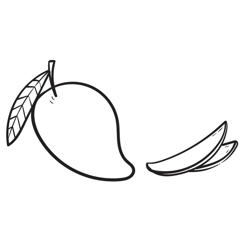 handritad doodle mango frukt tecknad vektor