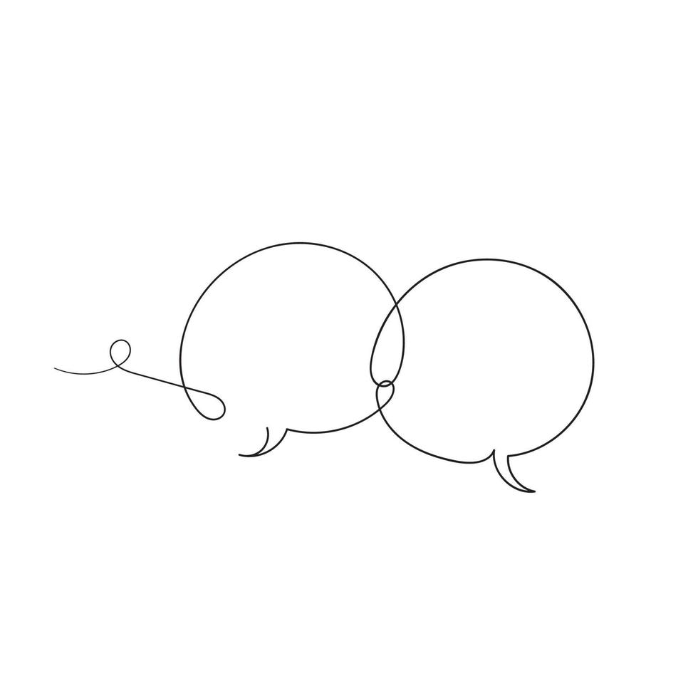 handritad bubbla talk illustration i kontinuerlig linje konst stil vektor