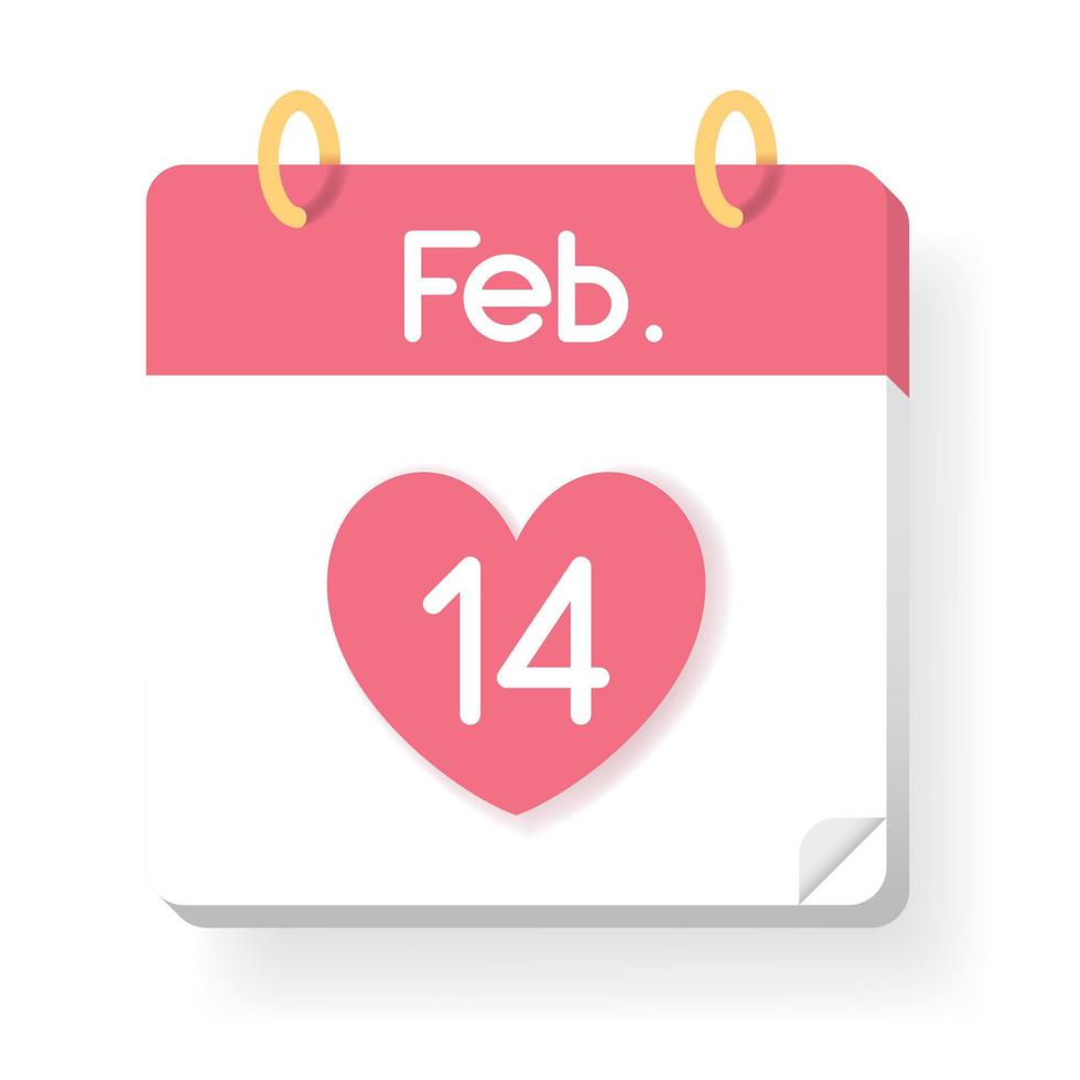 kalender 14 februari alla hjärtans dag vektor