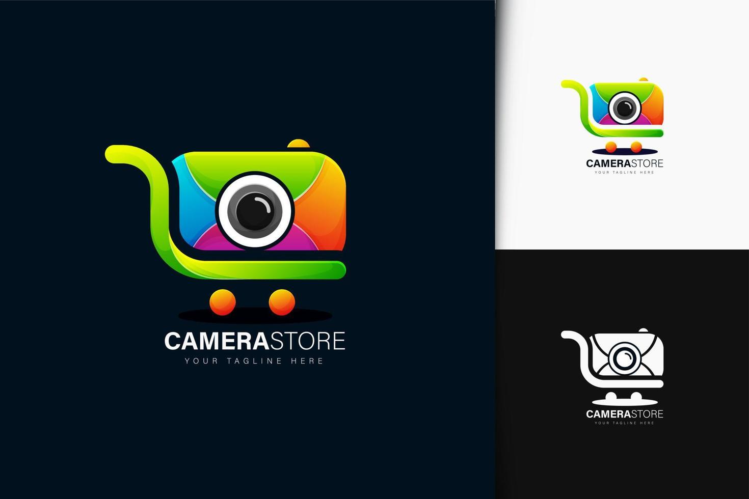färgglada gradient kamera butik logotyp design vektor