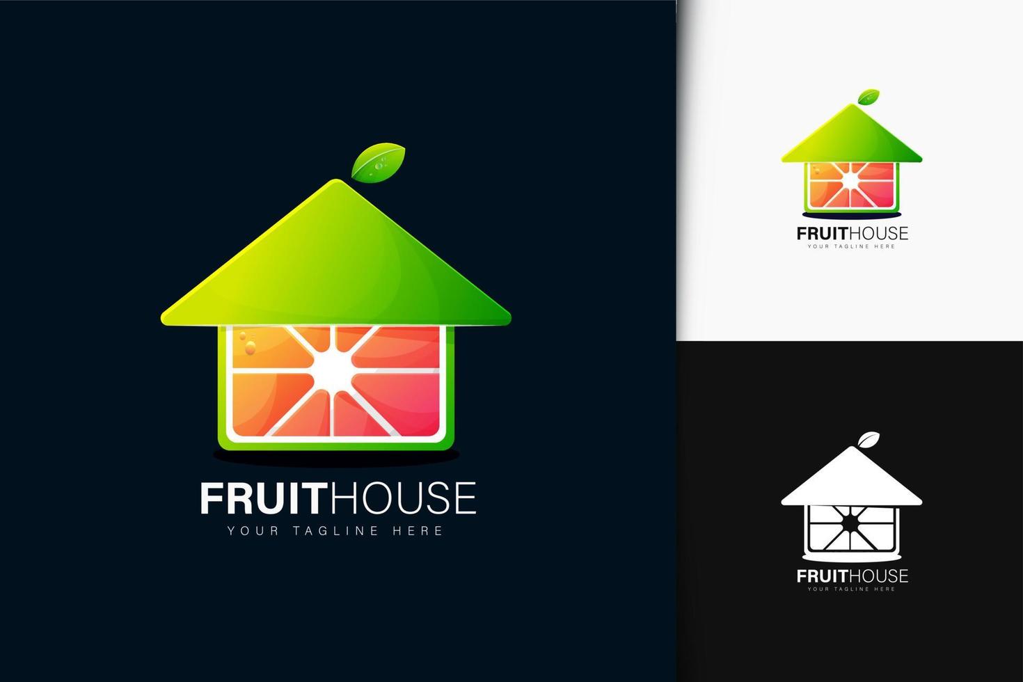 frukt hus logotyp design med gradient vektor