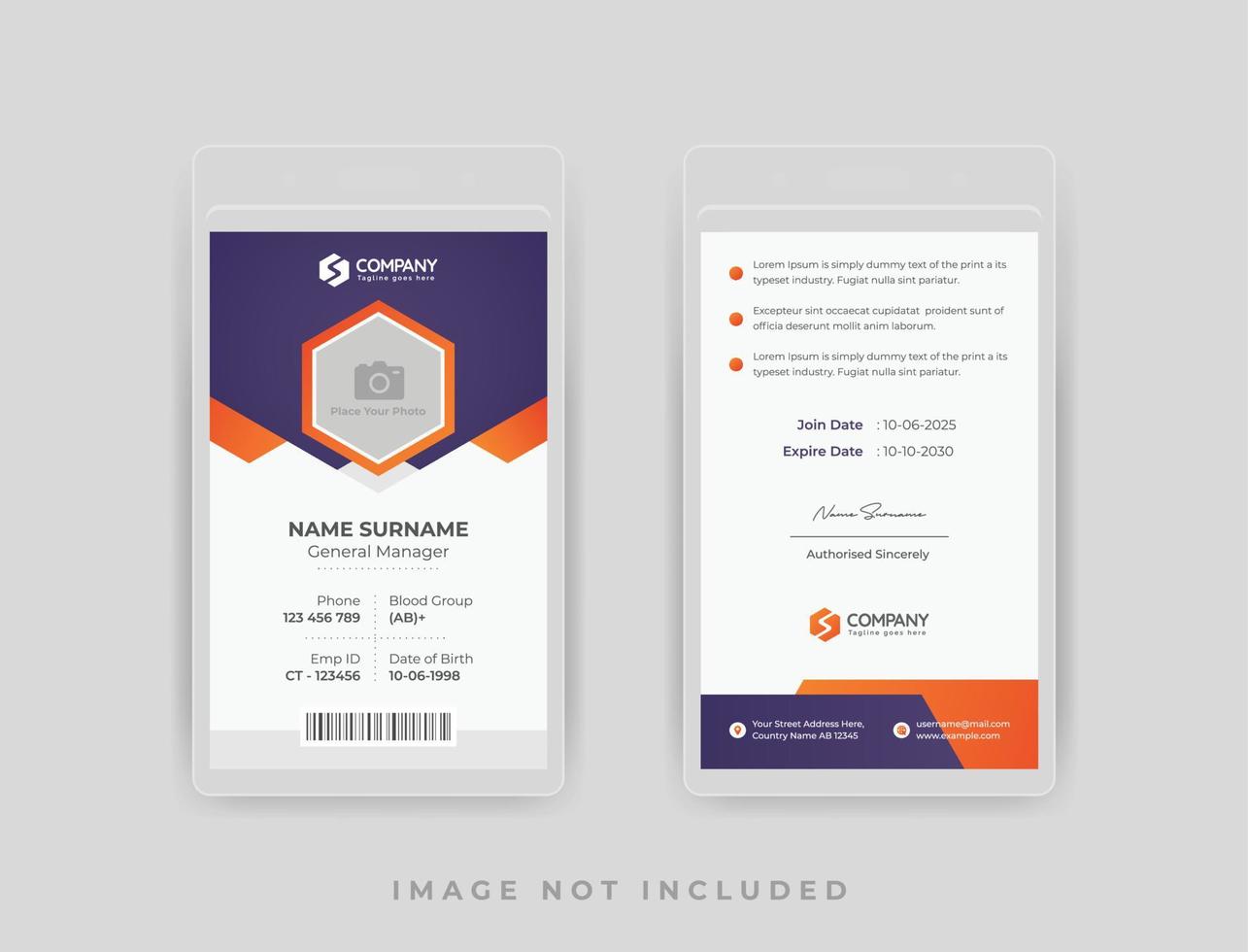 orange kreativt företag ID-kortmall vektor
