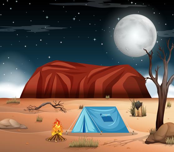 Camping in der Wüstenszene vektor