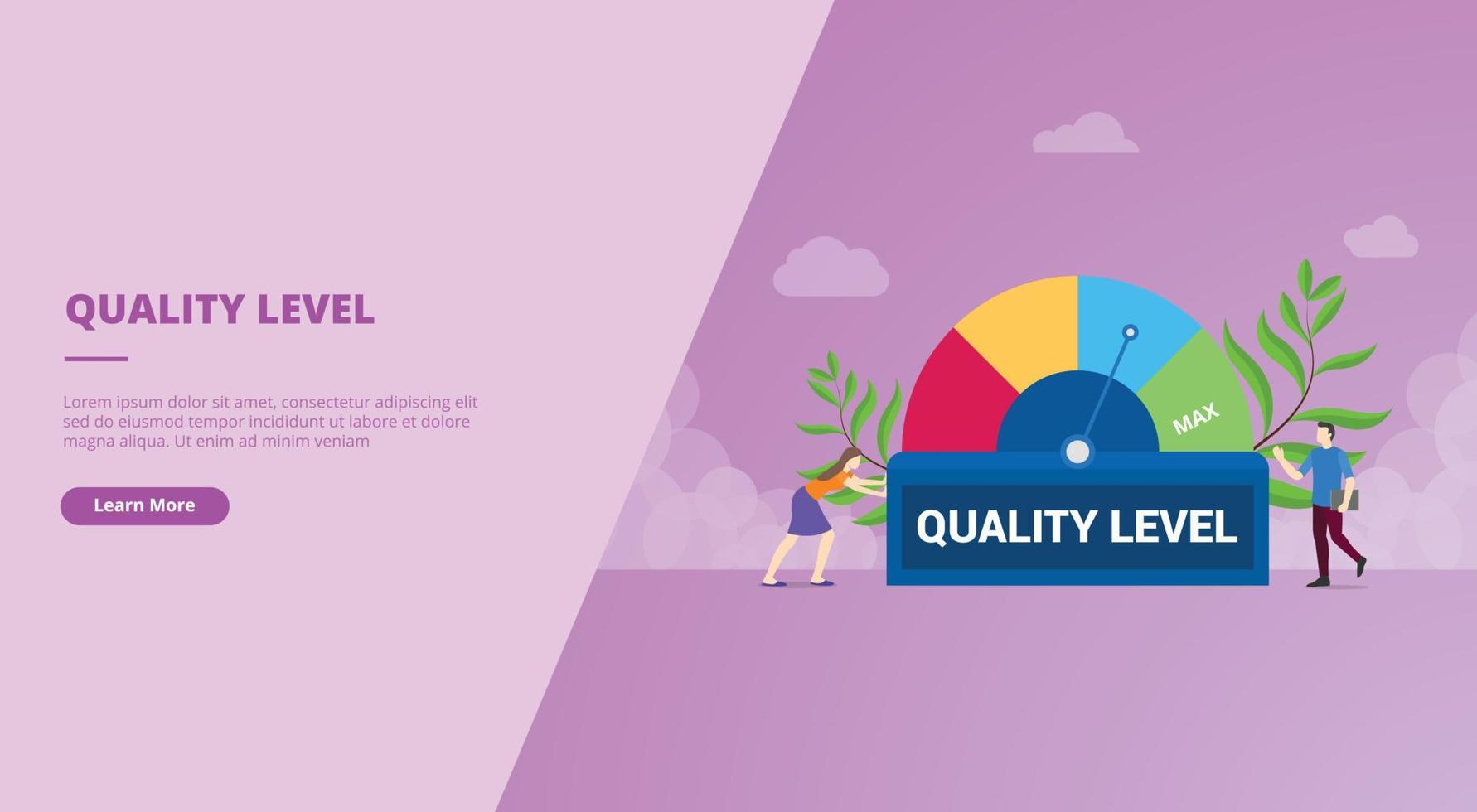 kvalitetsnivå koncept för webbplats landning hemsida mall banner eller bild presentation vektor