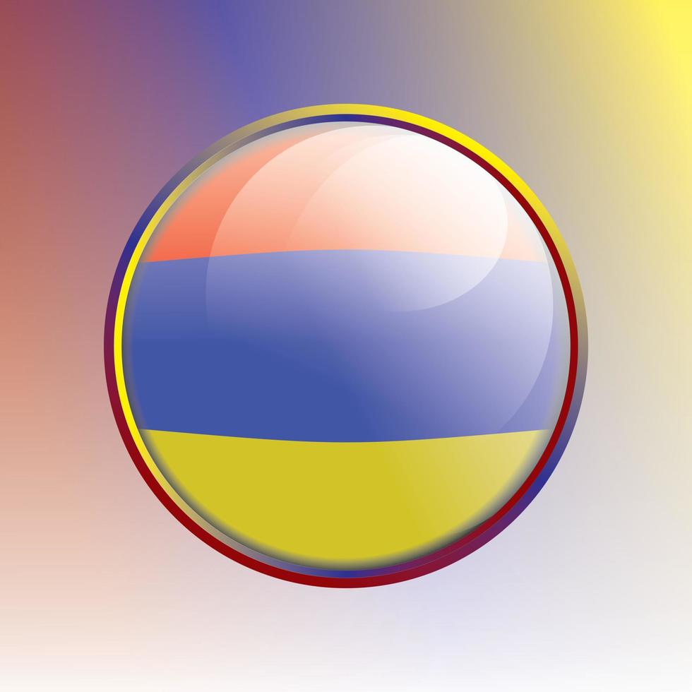 armenien-landesflagge mit bunten effektgläsern und rahmen vektor