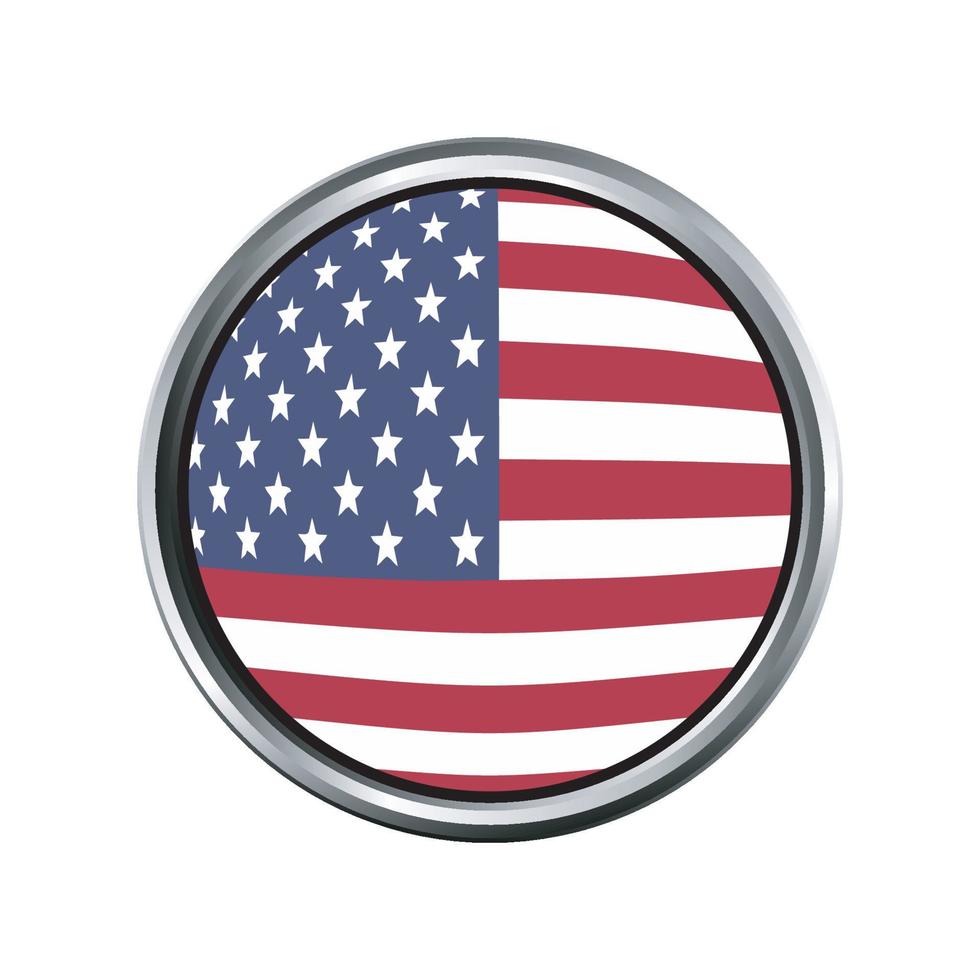 USA flagga med silver cirkel krom ram fas vektor