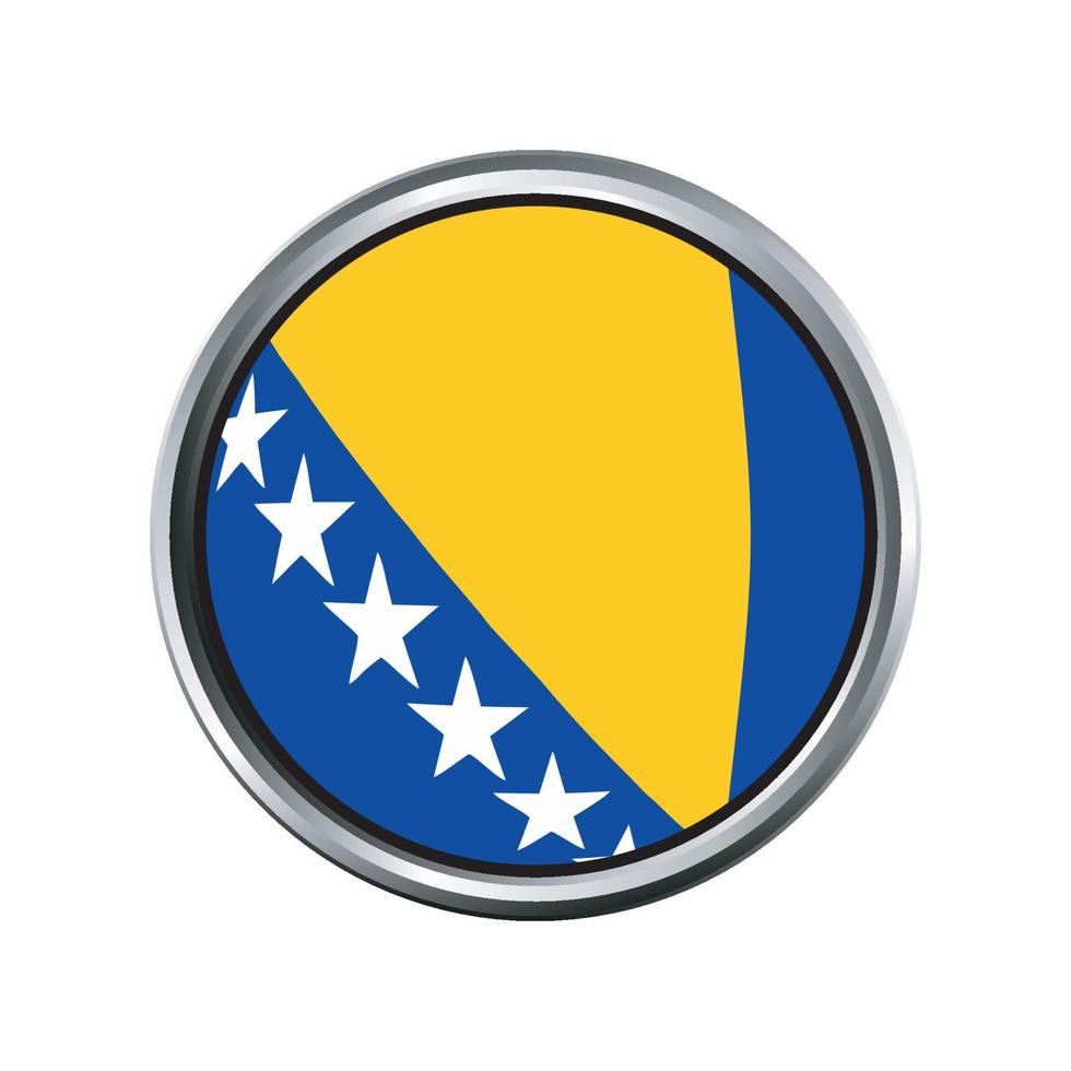 bosnien hercegovina flagga med silver cirkel krom ram fas vektor