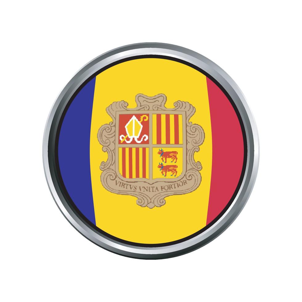 andorra flagge mit silberkreis verchromter rahmenfase vektor