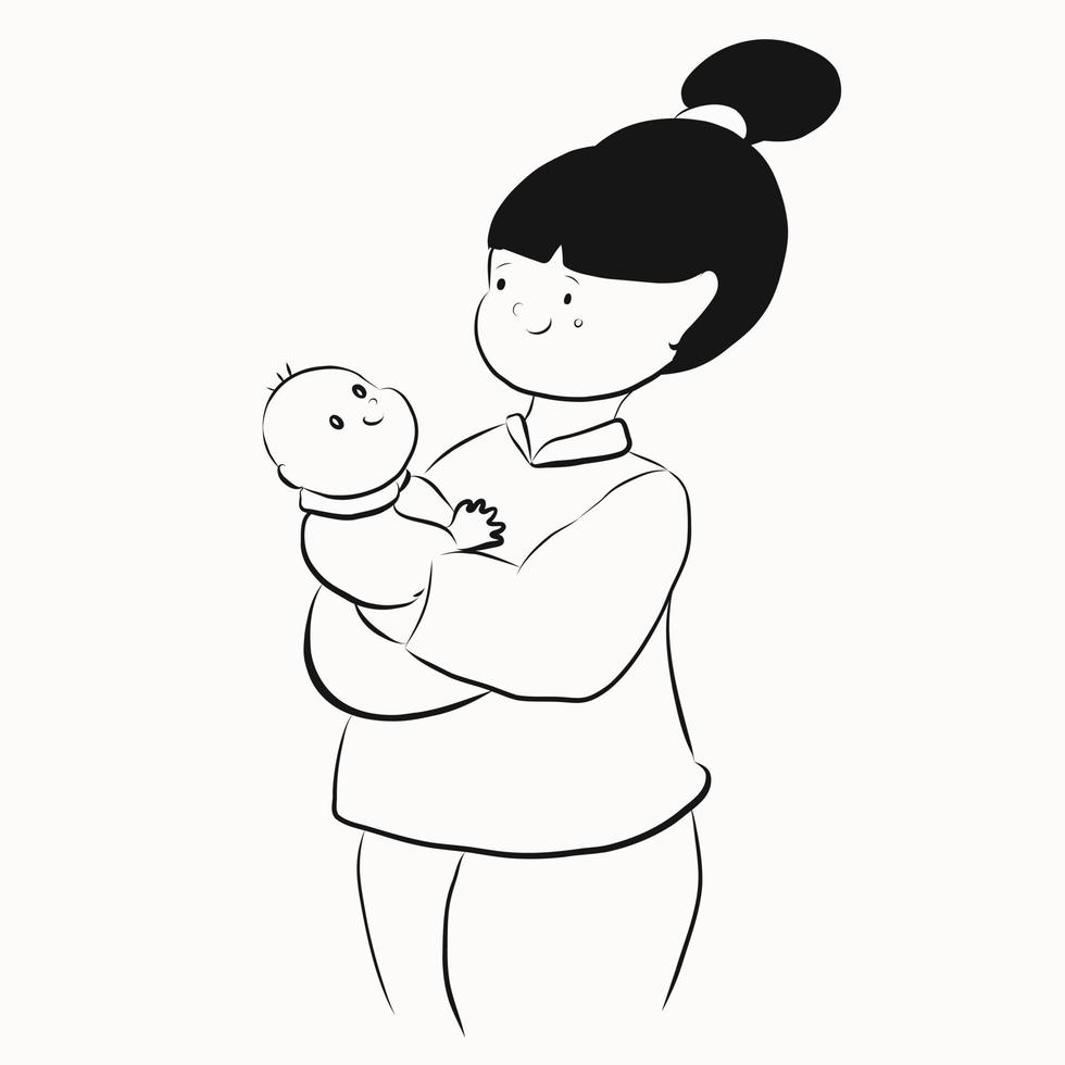 Mama hält das Baby im Arm vektor
