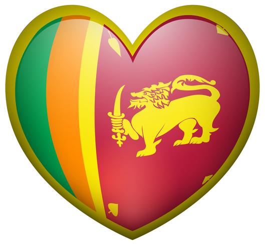 Sri Lanka flagga på hjärtat emblem vektor