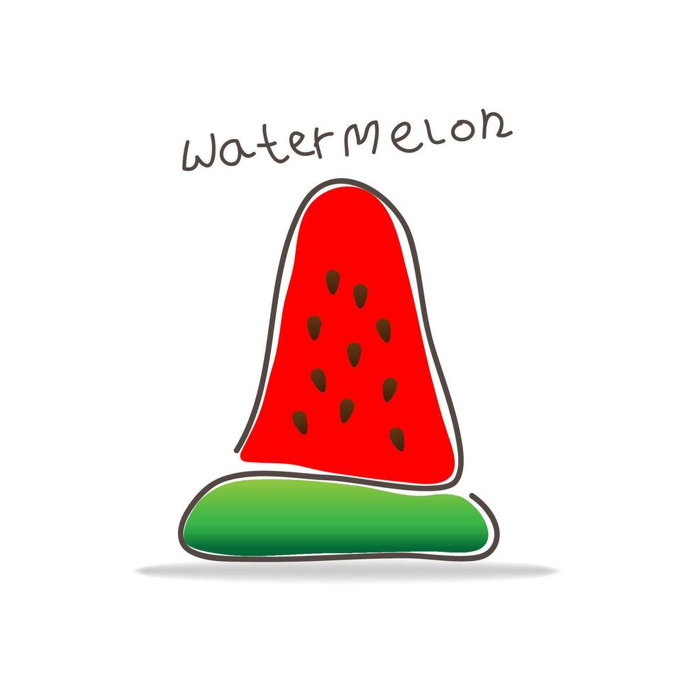 vattenmelon skiva på vit bakgrund. färgrik illustration för ungar. vektor