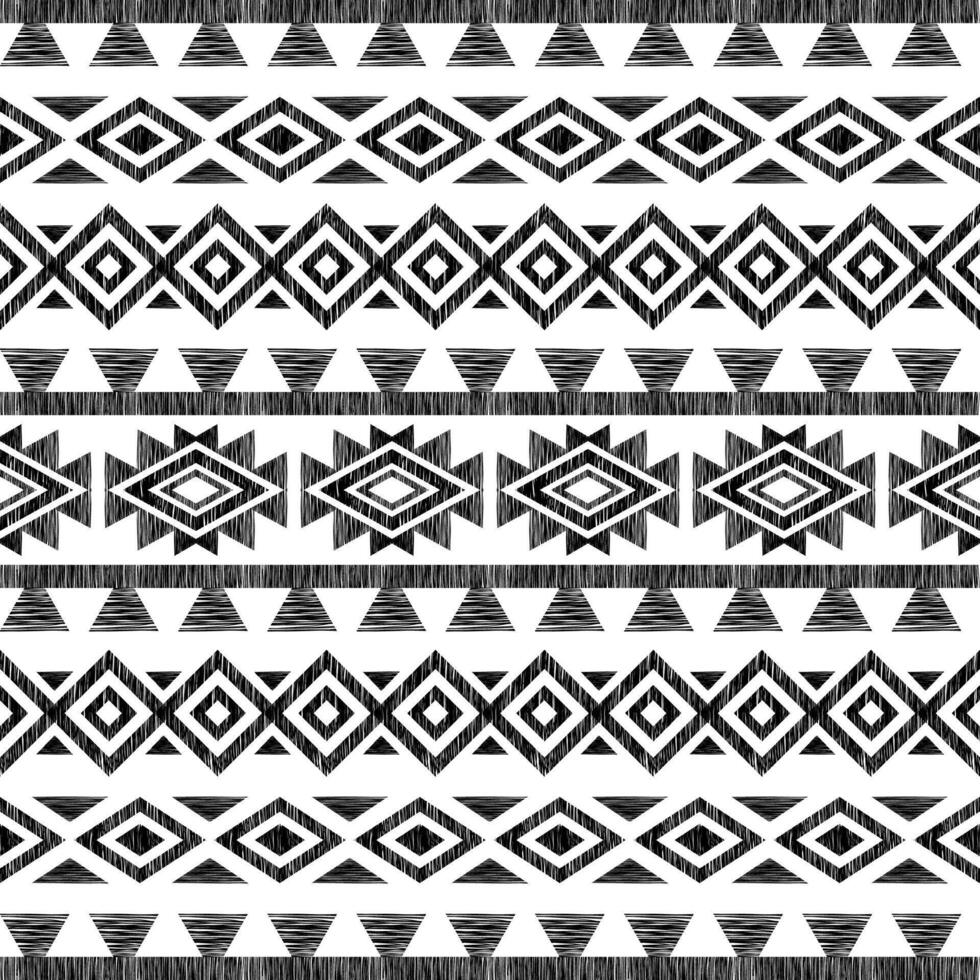 nahtlos ethnisch Muster. handgefertigt. horizontal Streifen. Illustration vektor