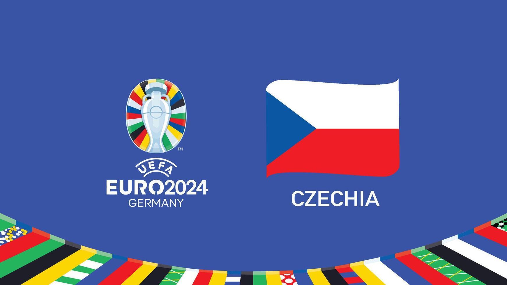 euro 2024 czechia flagga band lag design med officiell symbol logotyp abstrakt länder europeisk fotboll illustration vektor