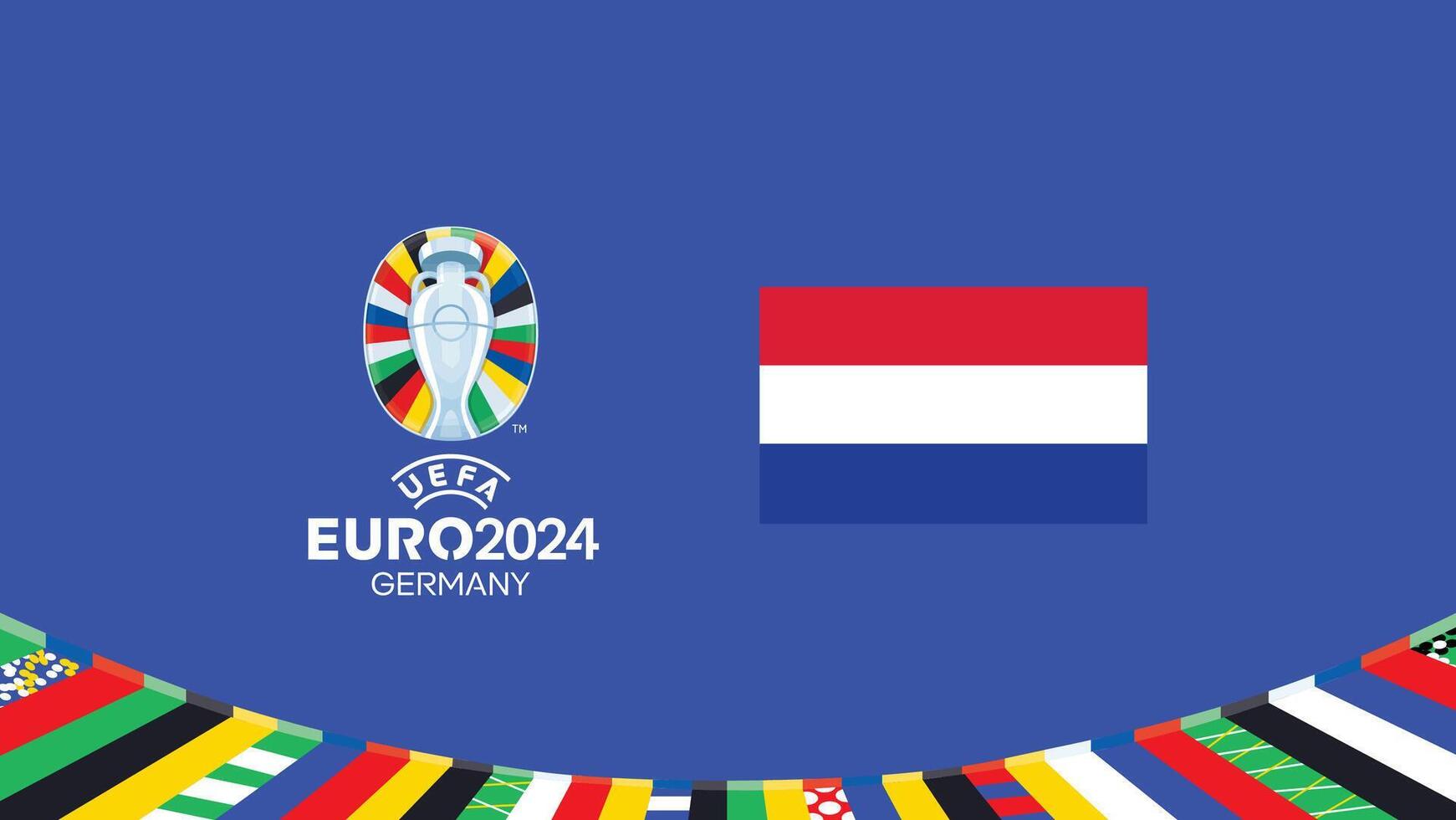 euro 2024 nederländerna flagga emblem lag design med officiell symbol logotyp abstrakt länder europeisk fotboll illustration vektor