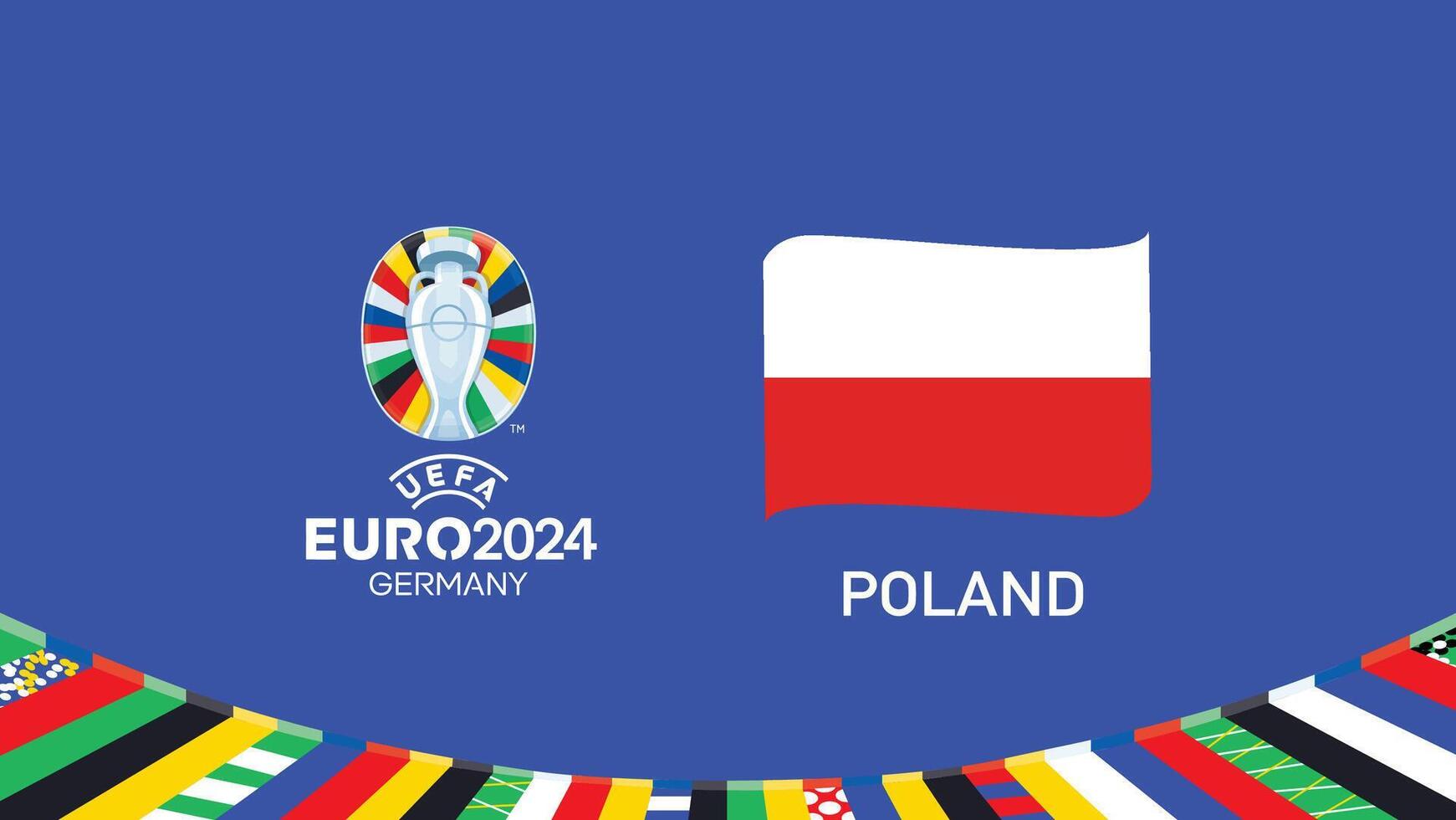 euro 2024 polen flagga band lag design med officiell symbol logotyp abstrakt länder europeisk fotboll illustration vektor
