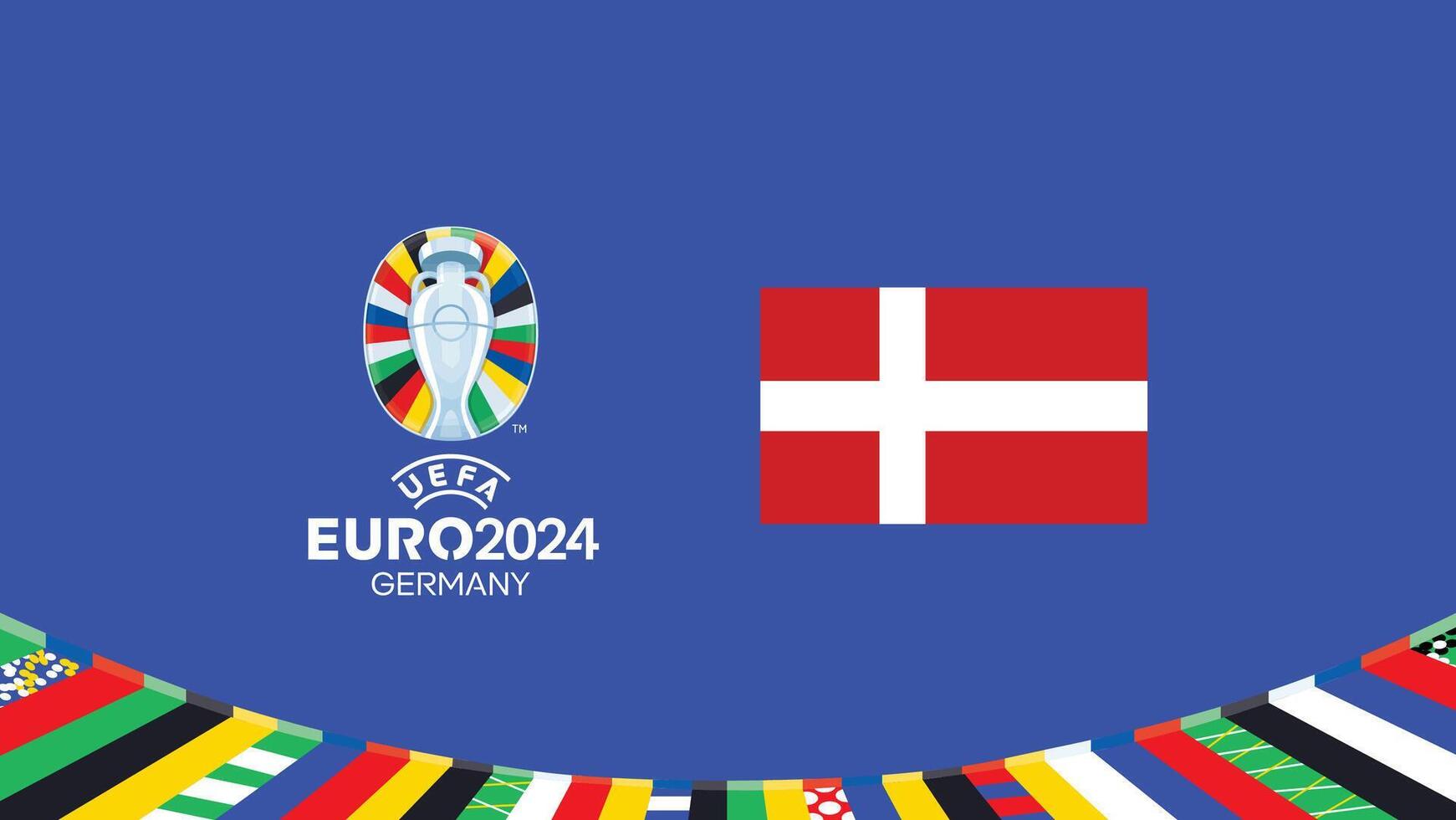 euro 2024 Danmark flagga emblem lag design med officiell symbol logotyp abstrakt länder europeisk fotboll illustration vektor