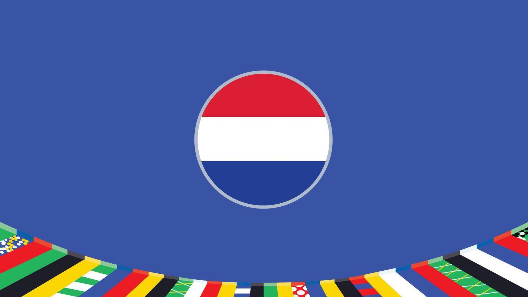 Niederlande Emblem Flagge europäisch Nationen 2024 Teams Länder europäisch Deutschland Fußball Symbol Logo Design Illustration vektor