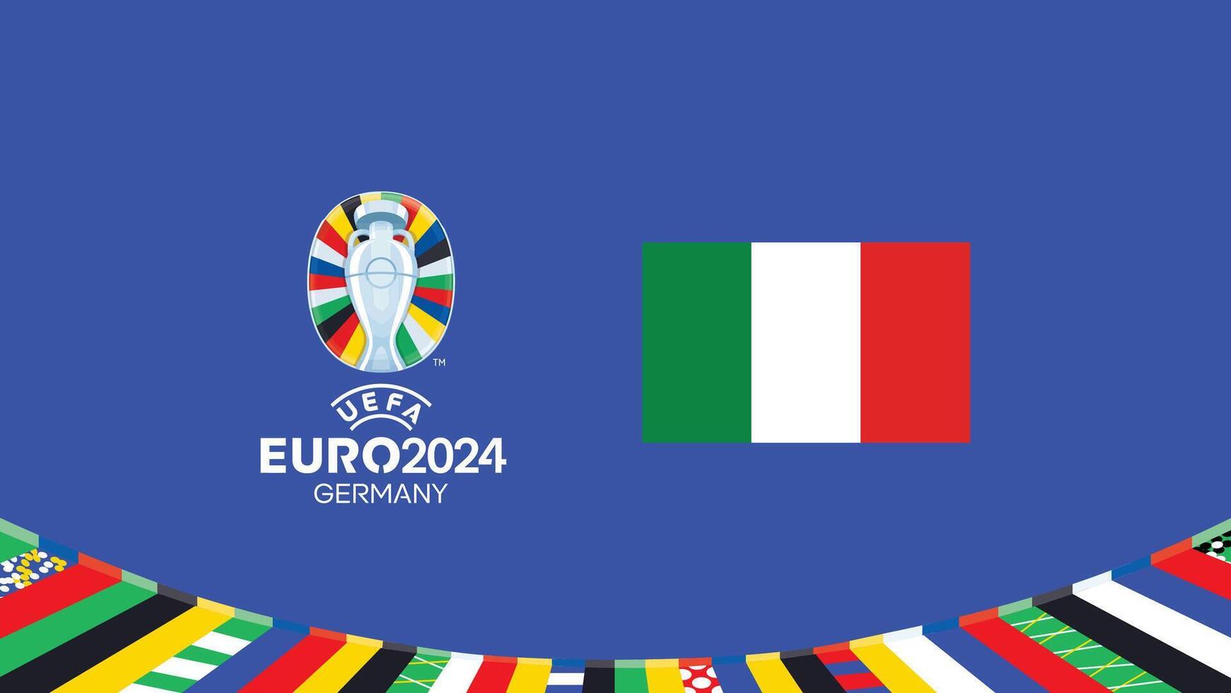 Euro 2024 Italien Emblem Flagge Teams Design mit offiziell Symbol Logo abstrakt Länder europäisch Fußball Illustration vektor