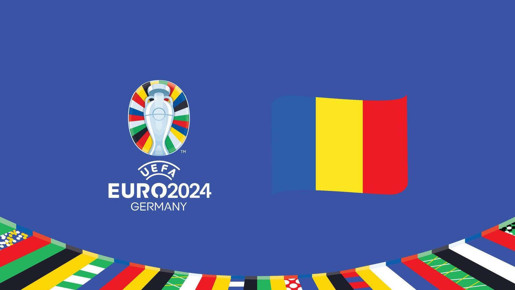 Euro 2024 Rumänien Flagge Band Teams Design mit offiziell Symbol Logo abstrakt Länder europäisch Fußball Illustration vektor