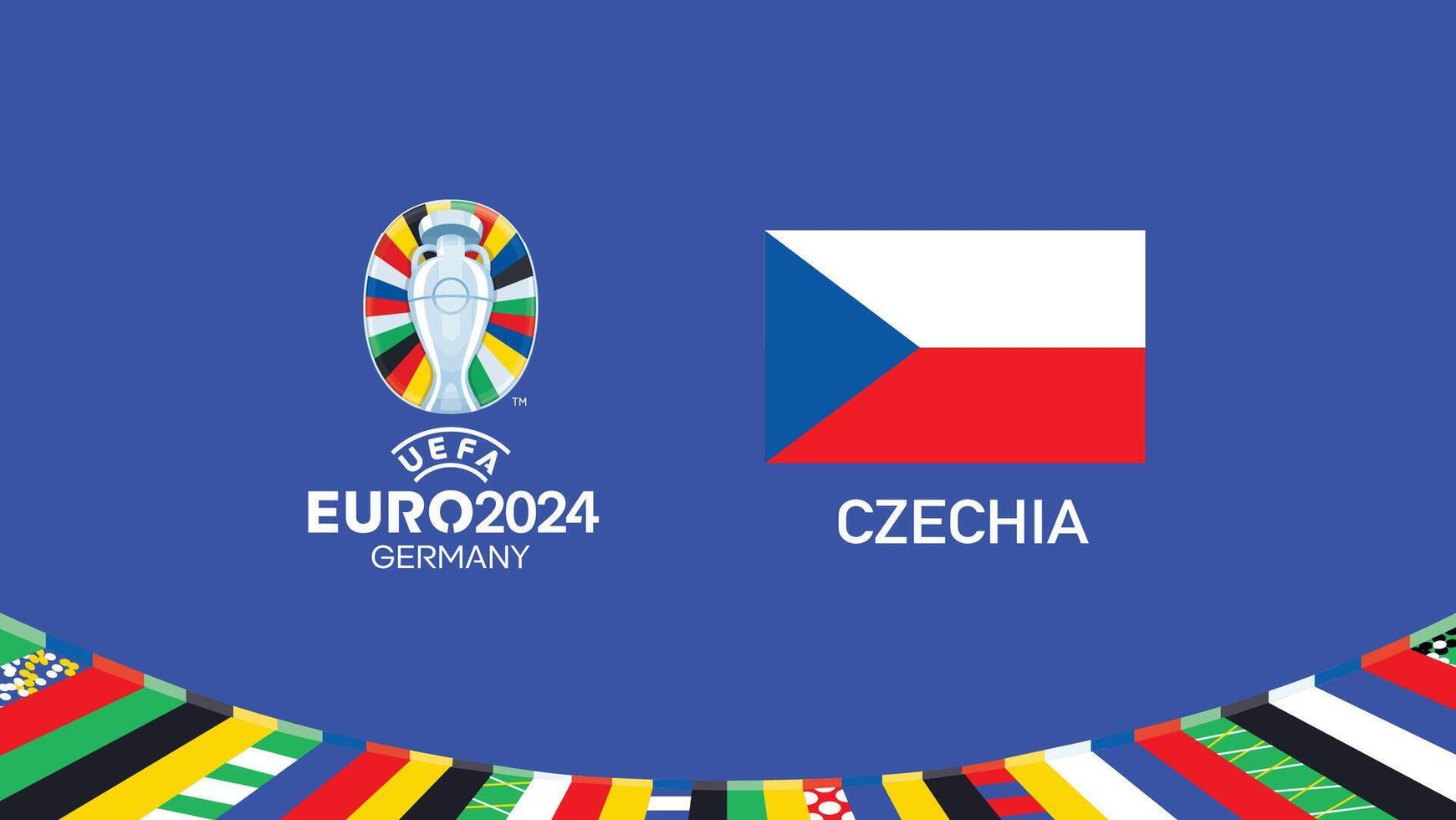 euro 2024 czechia flagga emblem lag design med officiell symbol logotyp abstrakt länder europeisk fotboll illustration vektor