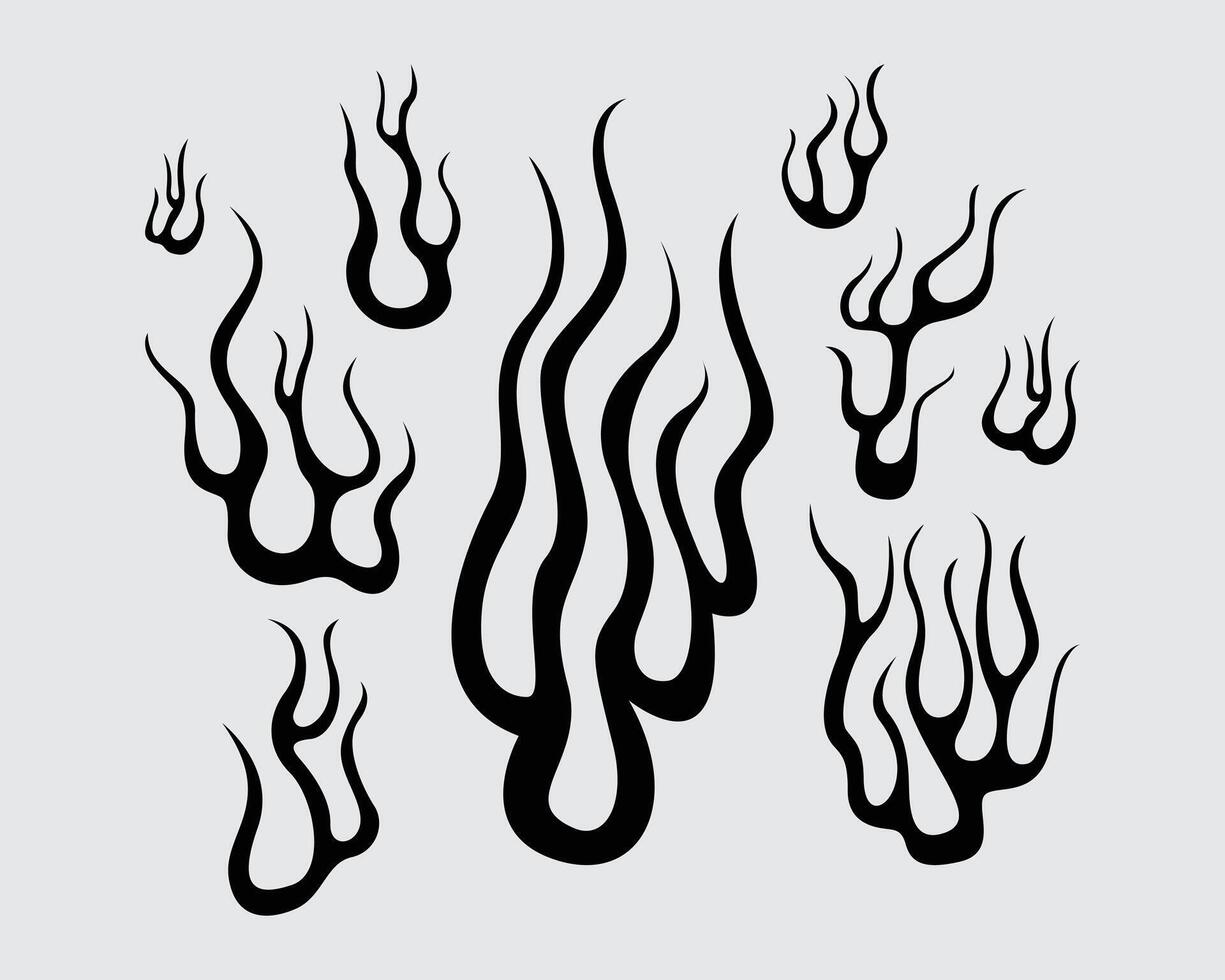 Feuer Flamme entzünden Briefmarke Sammlung einstellen Clip Kunst Tinte Anti Design Acid Poster Element t Hemd Design isoliert editierbar vektor