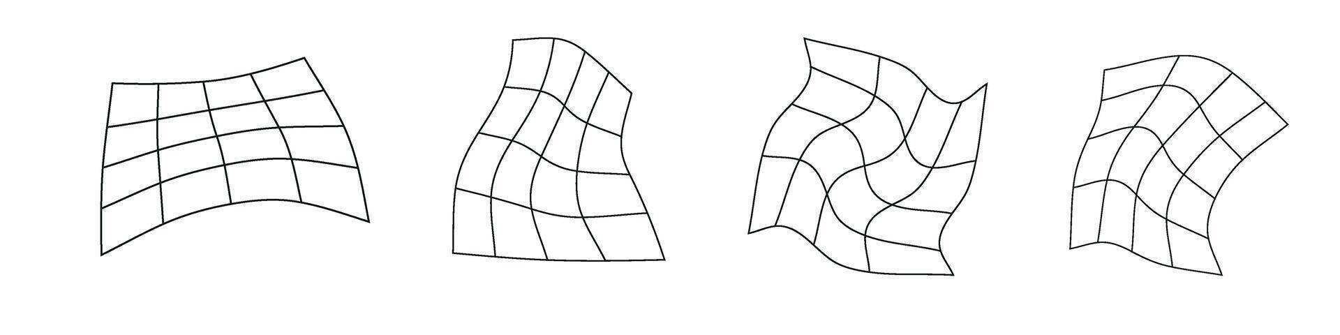 abstrakt 3d Drahtmodell Gittergewebe Gitter mit ein Welle Muster. eben Illustration isoliert auf Weiß Hintergrund. vektor