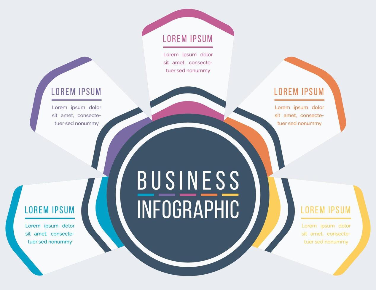 Infografik Geschäft Vorlage 5 Schritte, Objekte, Elemente oder Optionen Geschäft Information bunt Infografik Design vektor