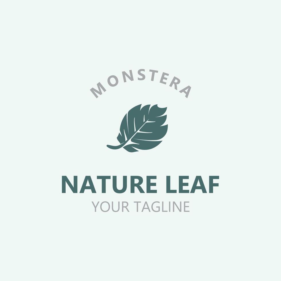 Monstera Deliciosa Blatt Natur Logo Design, eben Pflanze Symbol Design Illustration Vorlage vektor