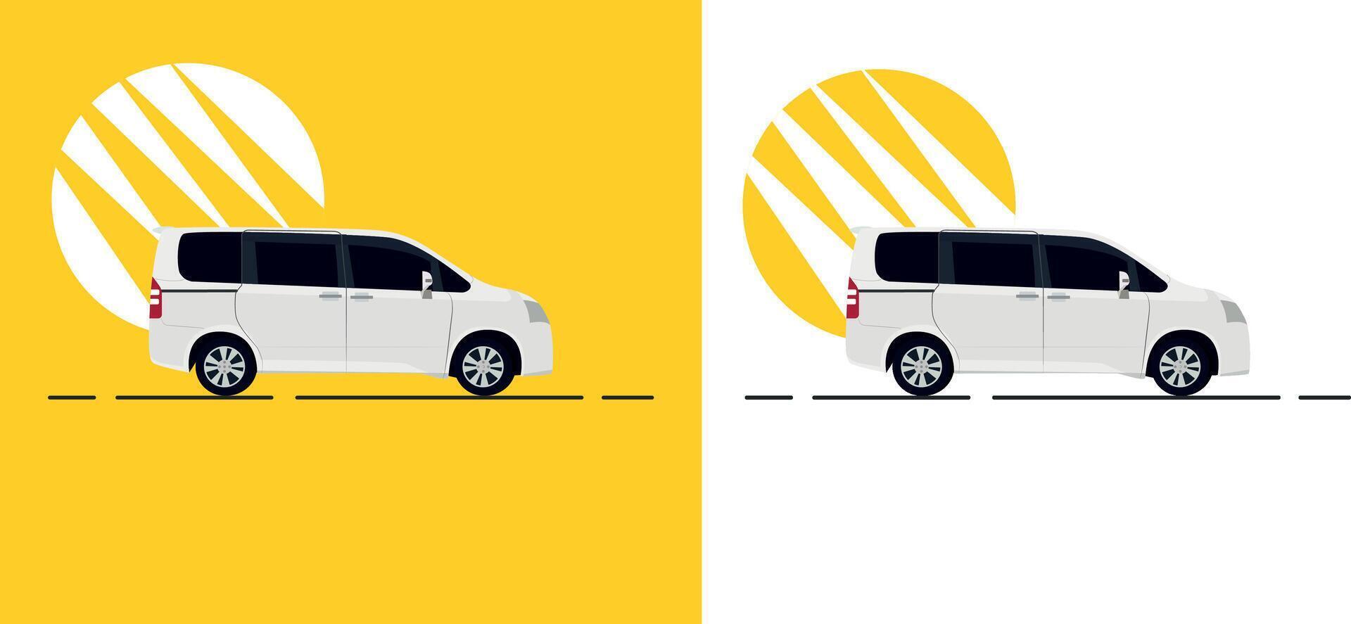 Mini Mikroauto mit Gelb Hintergrund und Seite Aussicht Auto vektor