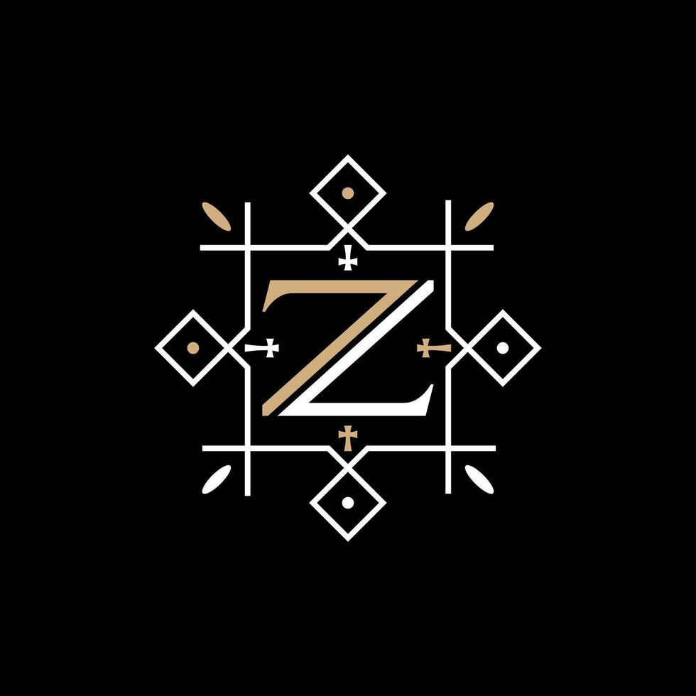 Logo Design Grafik kreativ Konzept Prämie Lager abstrakt Muster Motiv Initiale Brief z Schnitt serif Schriftart verbunden Kunst Hochzeit Boutique Mode vektor