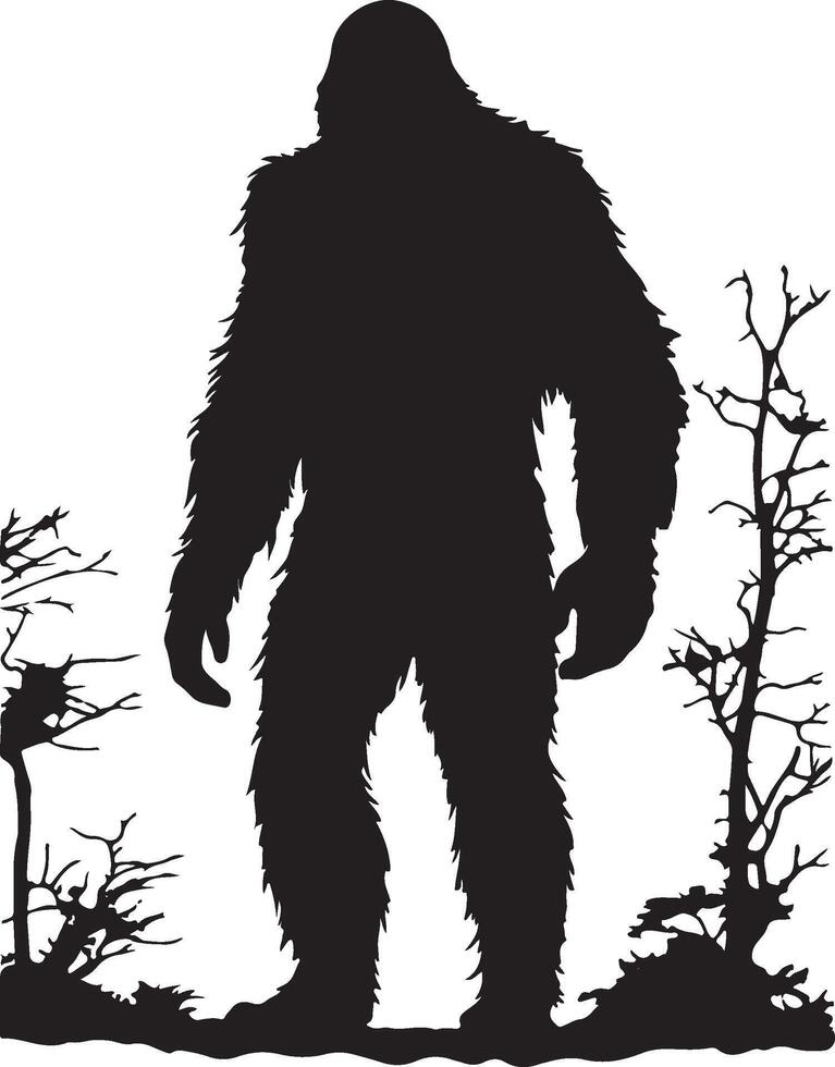 Bigfoot Silhouette Illustration Weiß Hintergrund vektor