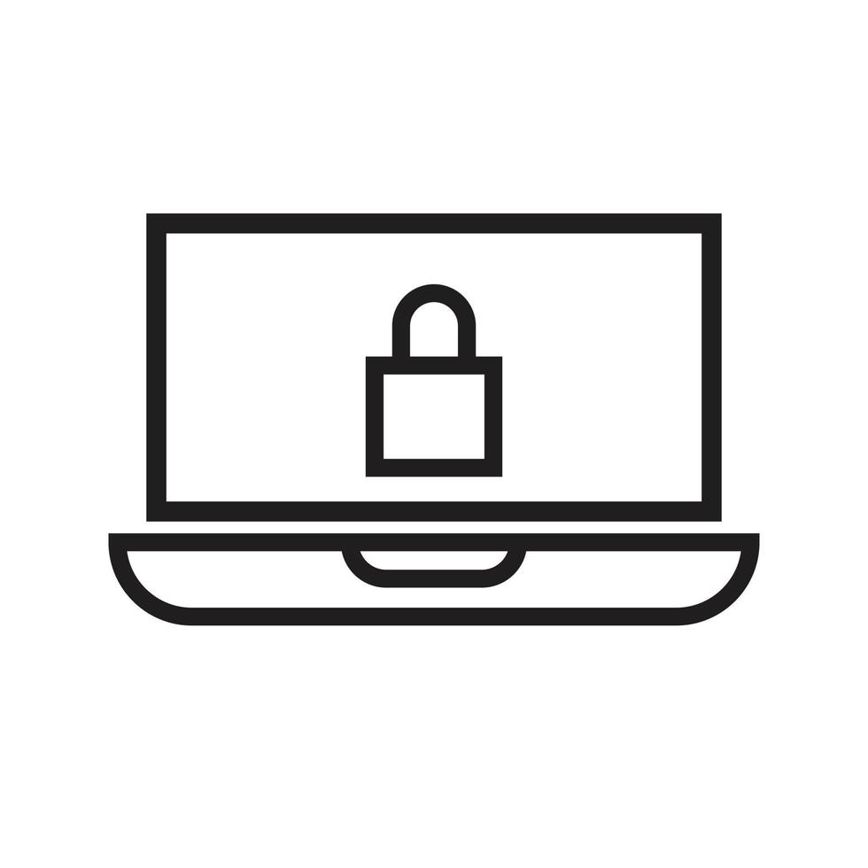 dator laptop pc lås lösenord ikon vektor linje för webb, presentation, logotyp, ikon symbol