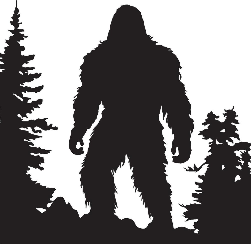 Bigfoot Silhouette Illustration Weiß Hintergrund vektor