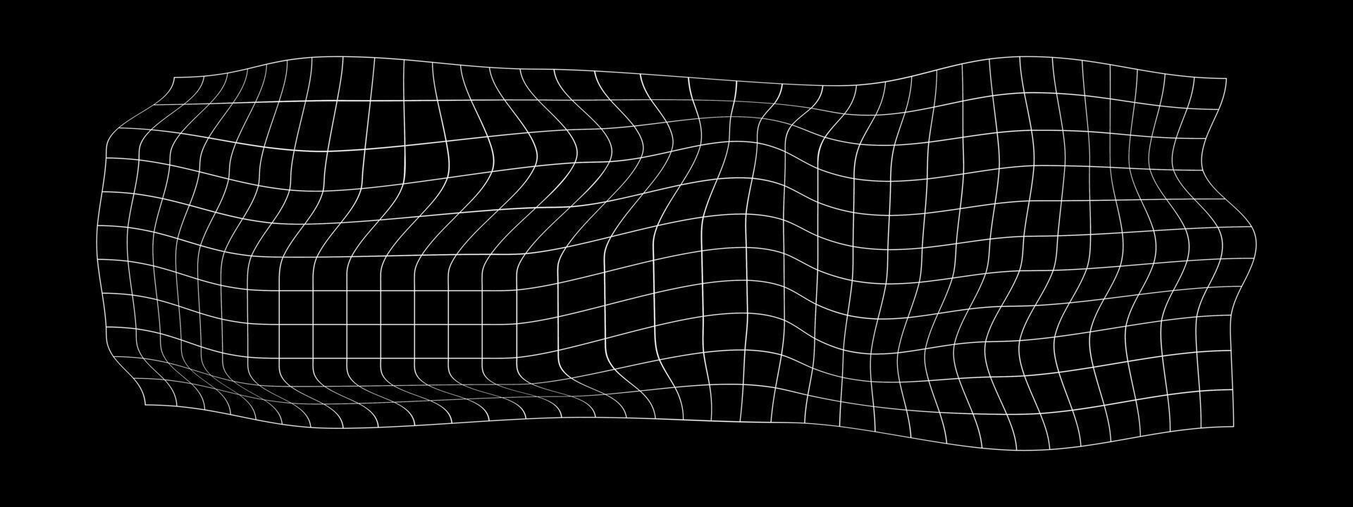 verzerrt Fisch Netz. Gitter Verformung. verzogen Gittergewebe Textur. dünn Linie. gekrümmt kariert Muster. gebogen Gitter Oberfläche isoliert auf Weiß Hintergrund. vektor