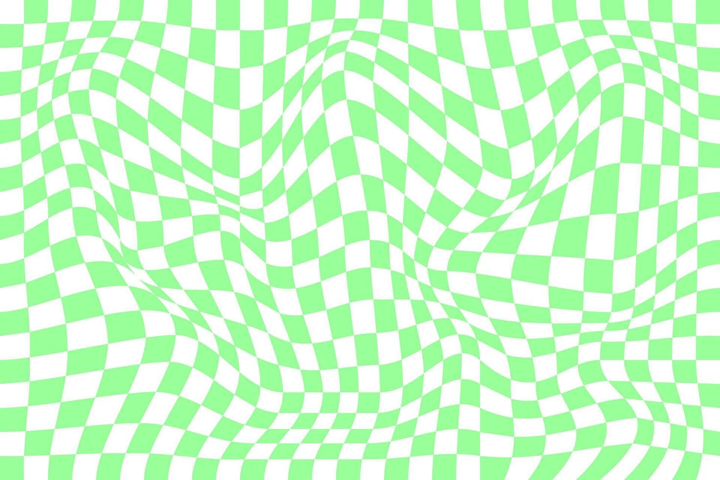 kariert visuell Illusion. verzerrt Schachbrett Hintergrund. psychedelisch Muster mit verzogen schwarz und Weiß Quadrate. Rennen Flagge Textur. trippy Schachbrett Layout. vektor