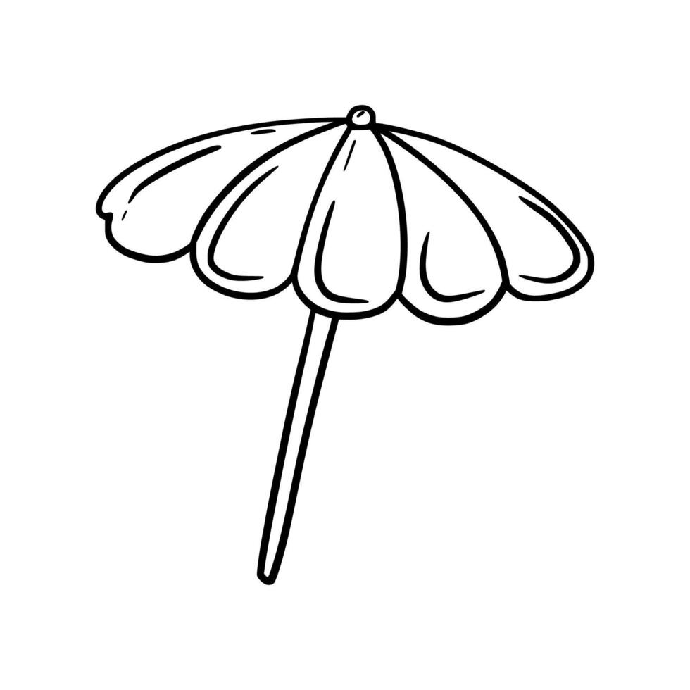 Strand Regenschirm. Gekritzel Symbol auf Weiß Hintergrund. vektor