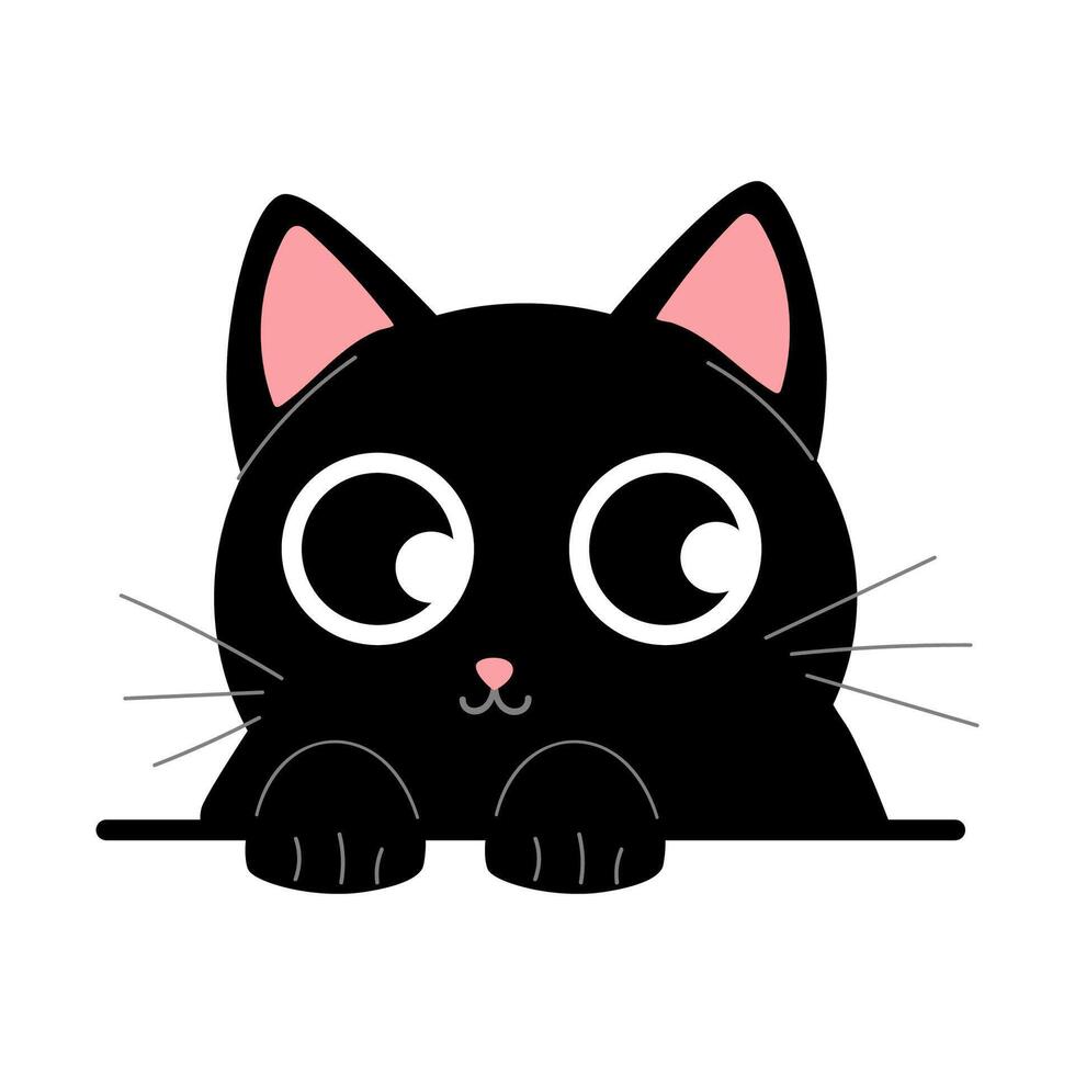 söt svart kattunge på en vit bakgrund vektor