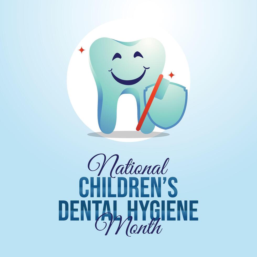 National Kinder Dental Gesundheit Monat Design Vorlage. Dental Gesundheit Illustration. eps 10. eben Design. vektor