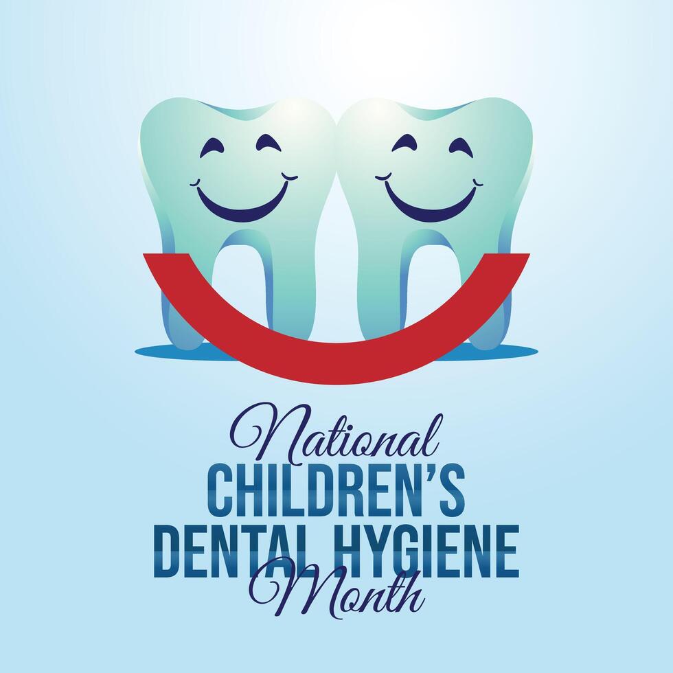 National Kinder Dental Gesundheit Monat Design Vorlage. Dental Gesundheit Illustration. eps 10. eben Design. vektor