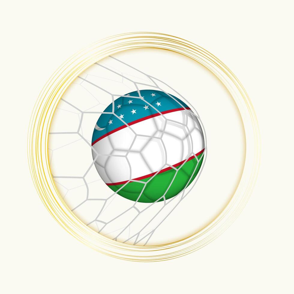 Usbekistan Wertung Ziel, abstrakt Fußball Symbol mit Illustration von Usbekistan Ball im Fußball Netz. vektor