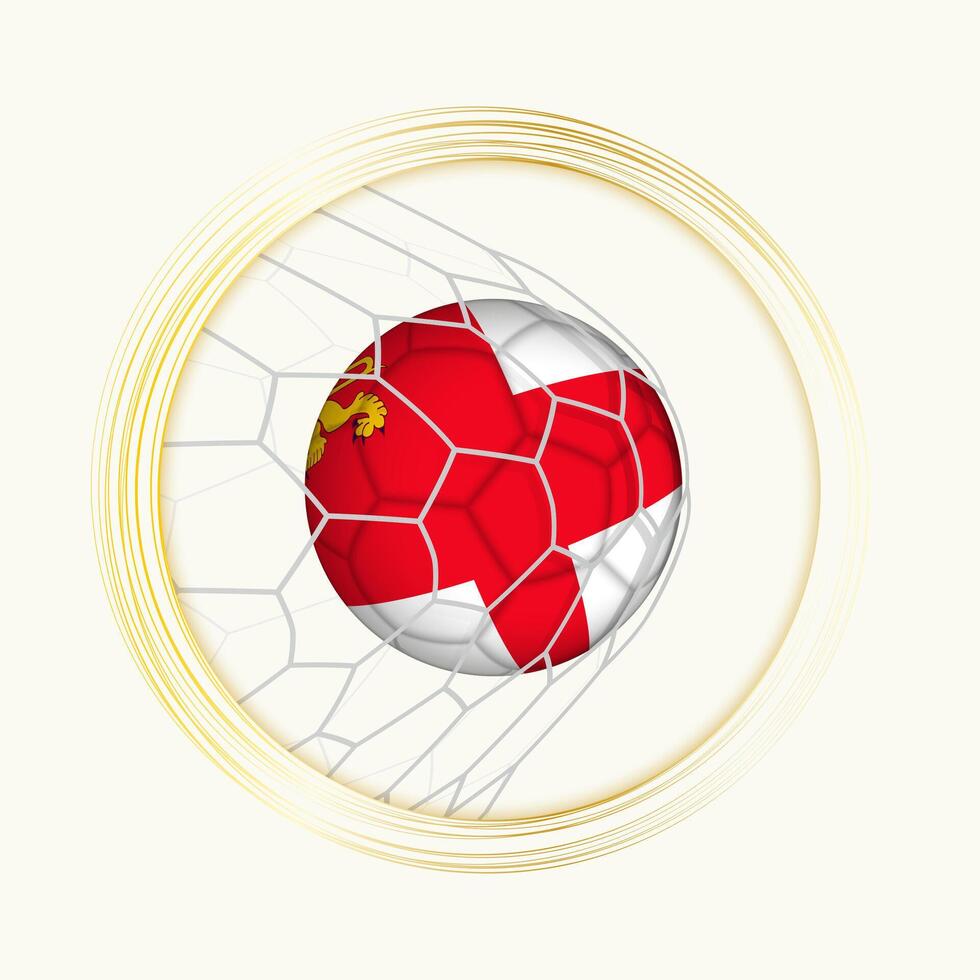 sark Wertung Ziel, abstrakt Fußball Symbol mit Illustration von sark Ball im Fußball Netz. vektor