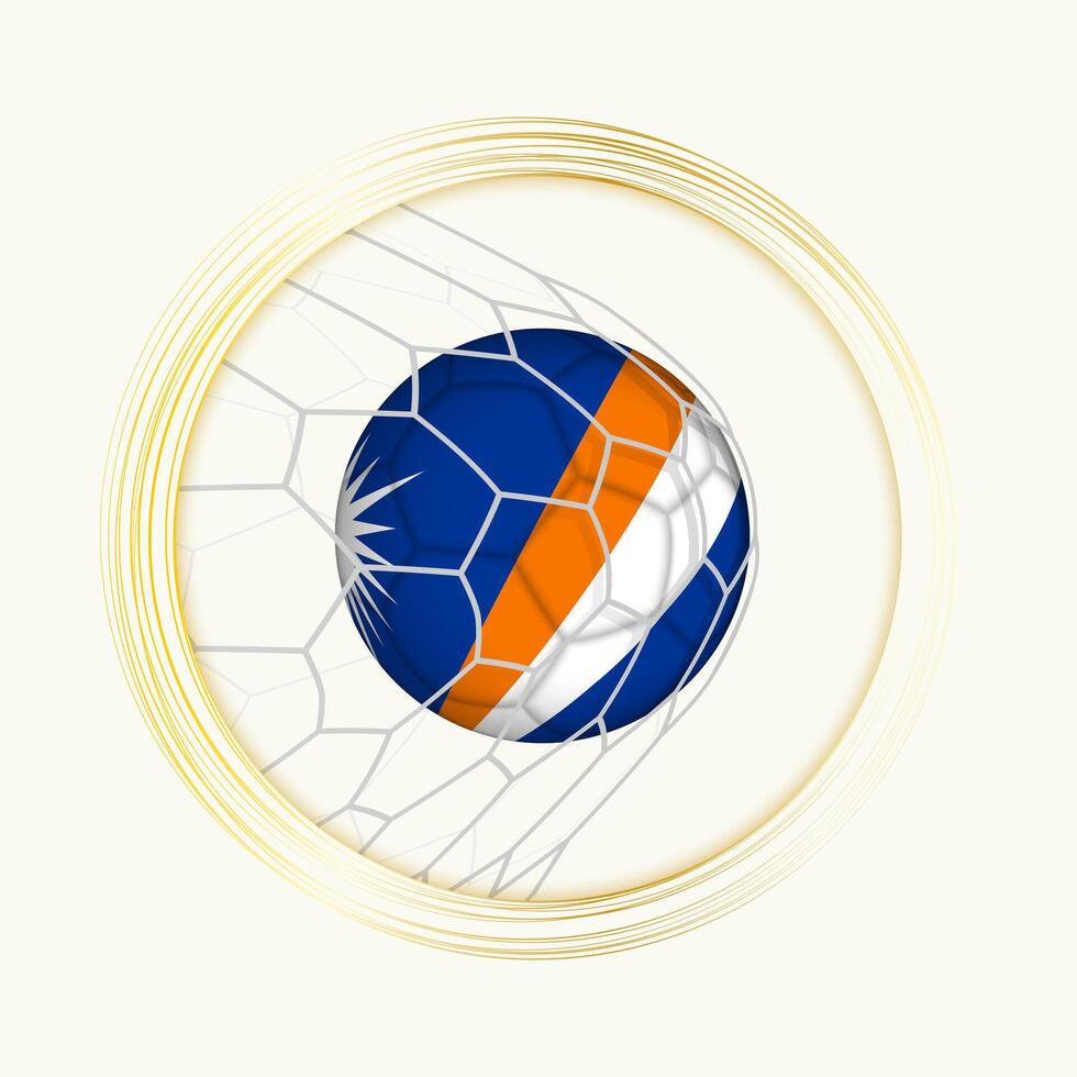 Marshall Inseln Wertung Ziel, abstrakt Fußball Symbol mit Illustration von Marshall Inseln Ball im Fußball Netz. vektor