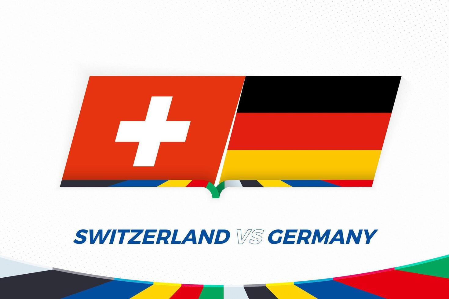 Schweiz vs. Deutschland im Fußball Wettbewerb, Gruppe a. gegen Symbol auf Fußball Hintergrund. vektor